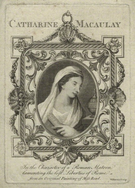 NPG D31911; Catharine Macaulay (nÈe Sawbridge) in the character of a Roman matron lamenting the lost liberties of Rome by Williams, after  Katharine Read